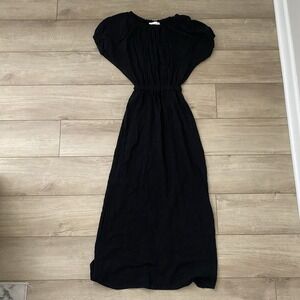 Rita Row Dress Womens XS Black Off Shoulder linen Blend Maxi Stretch Long